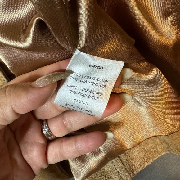 Ricki's Women's Suede Genuine Leather Lined Jacket Tan Buttons Pockets Sz M - Picture 6 of 10